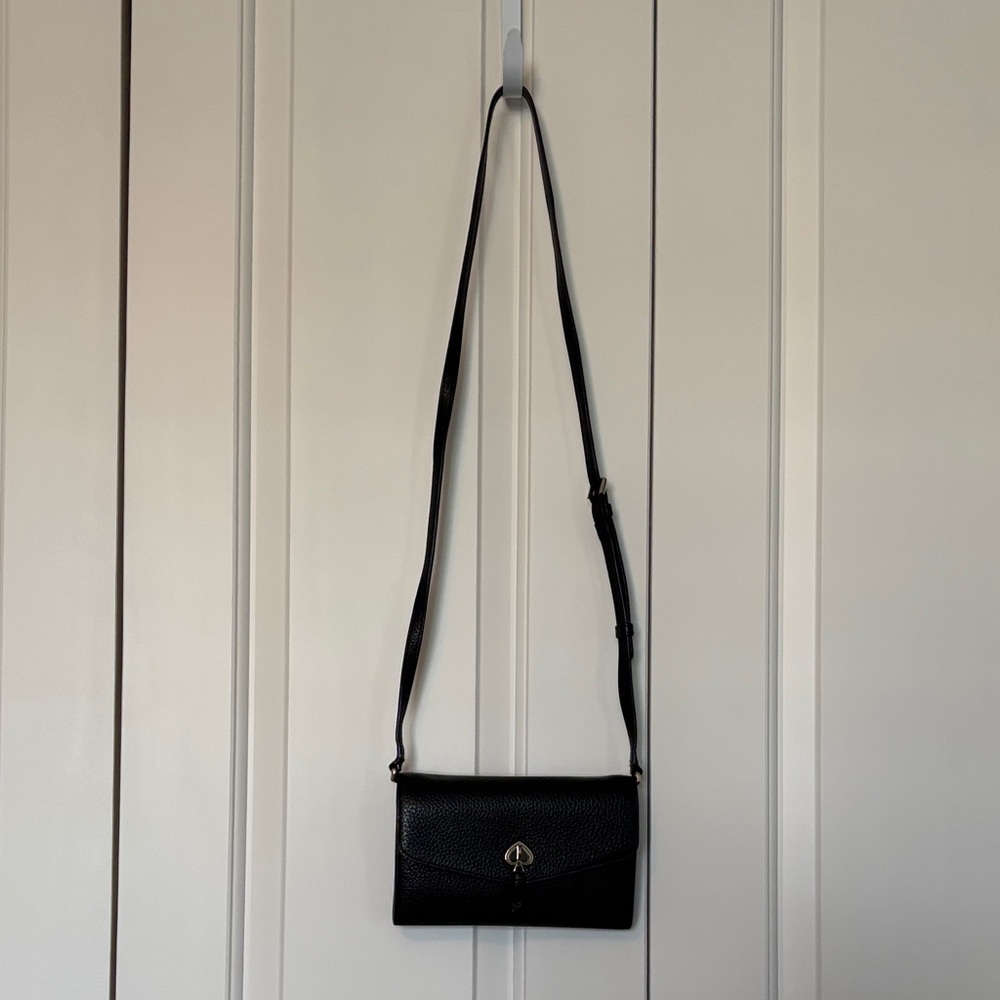 Kate Spade crossbody wallet W/ removable strap. Black pebble leather